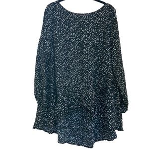 Mister Zimi Polka Dot High Low Long Sleeve Blouse Tunic Top Fall Winter